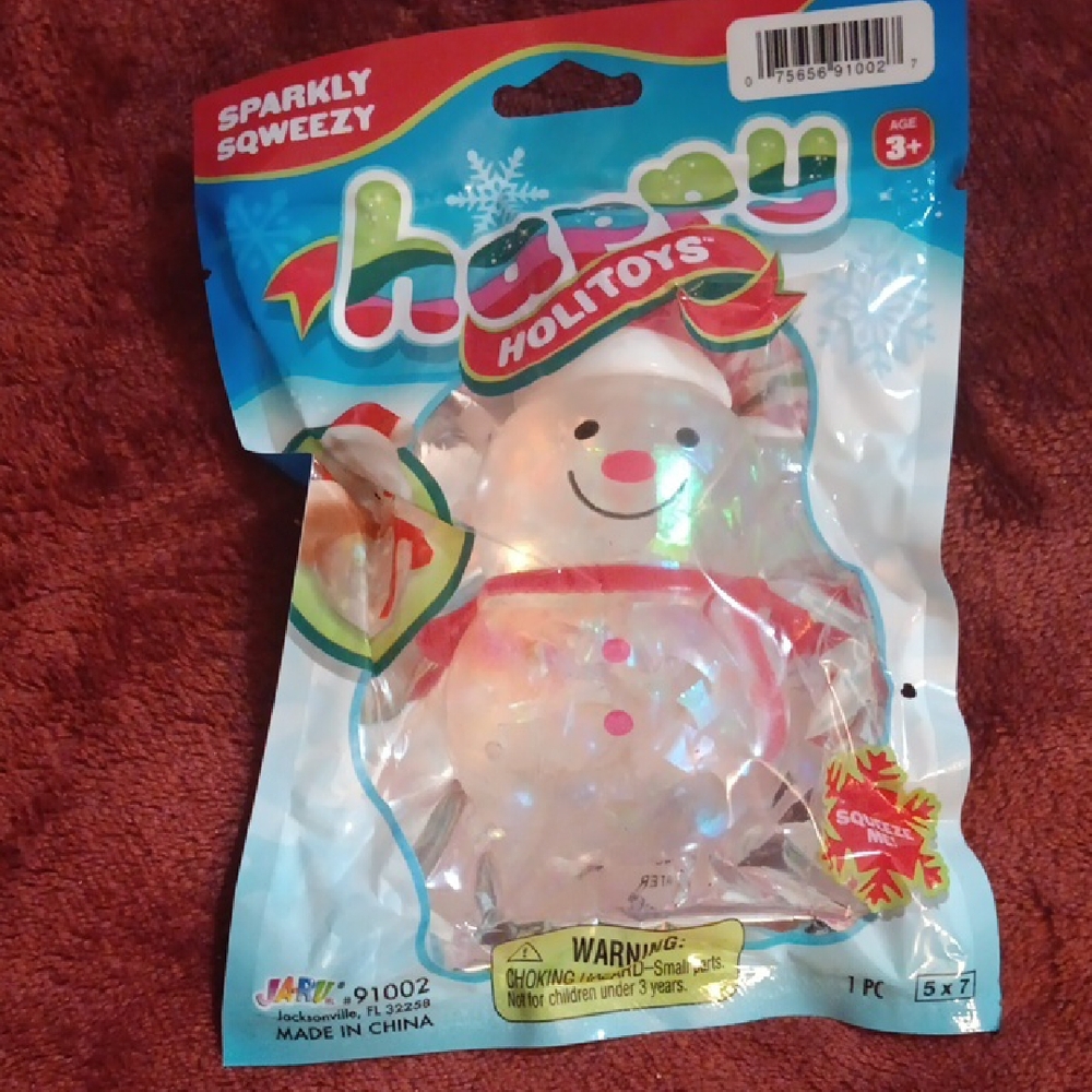 Happy Holitoys Sparkly Squeezy Snowman Choice Of Red Or Green - Picture 2 of 3